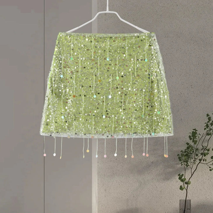 Glimrende Ibiza-sett – Paljetter & Frynser, Ermeløs Topp & Skjørt