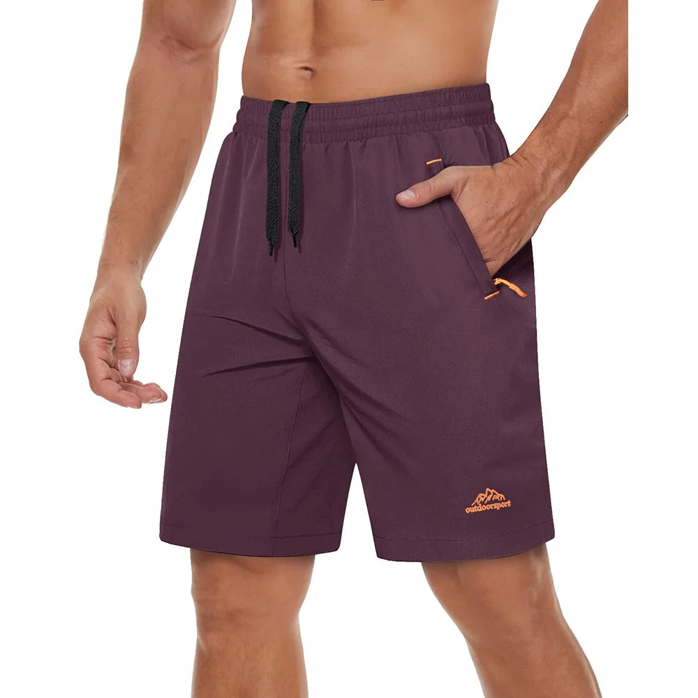 Hurtigtørkende Treningsshorts for Herre – Sommershorts med Glidelåslommer til Løping, Gym og Tur