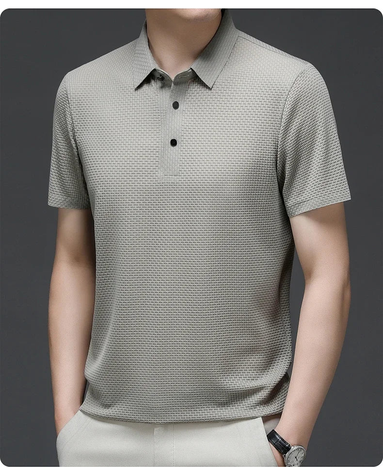 Kortermet Polo T-skjorte for Herre – Sommerlig, Pustende og Business Casual (M–4XL)