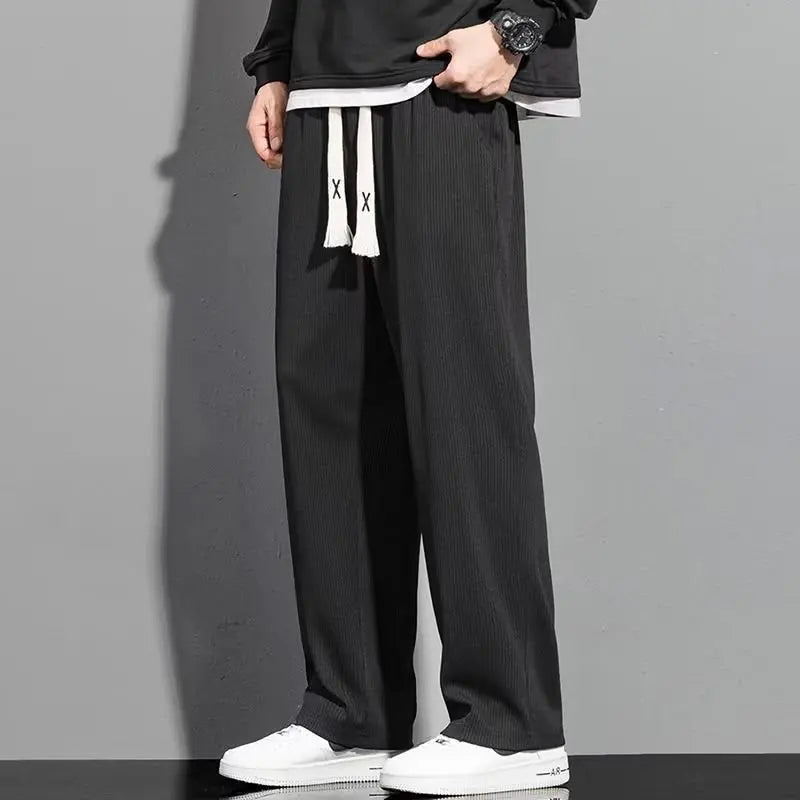 Herrebukse med Elastisk Liv – Vide, Komfortable Bukser i Trendy Harajuku-Stil | Vår & Sommer