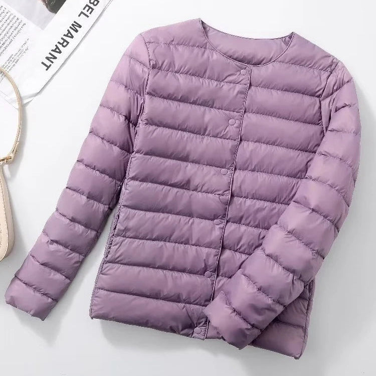 Dame Dunjakke – Ultralett & Slim Fit uten Krage | Varm, Vindavvisende & Lett Jakke