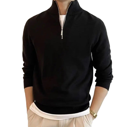 Herre Strikkegenser med Glidelås og Høy Hals – Klassisk Vintergenser i Myk Strikk | Elegant og Komfortabel Stil