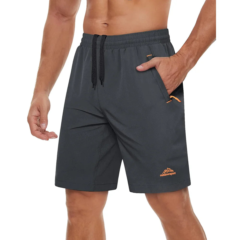 Hurtigtørkende Treningsshorts for Herre – Sommershorts med Glidelåslommer til Løping, Gym og Tur
