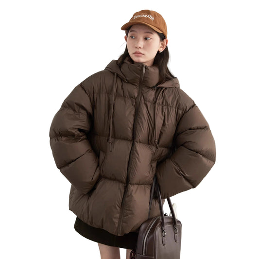 Dunjakke for Dame – 90% Hvit Andedun | Løs, Lett og Varm Hettejakke til Høst & Vinter 2024