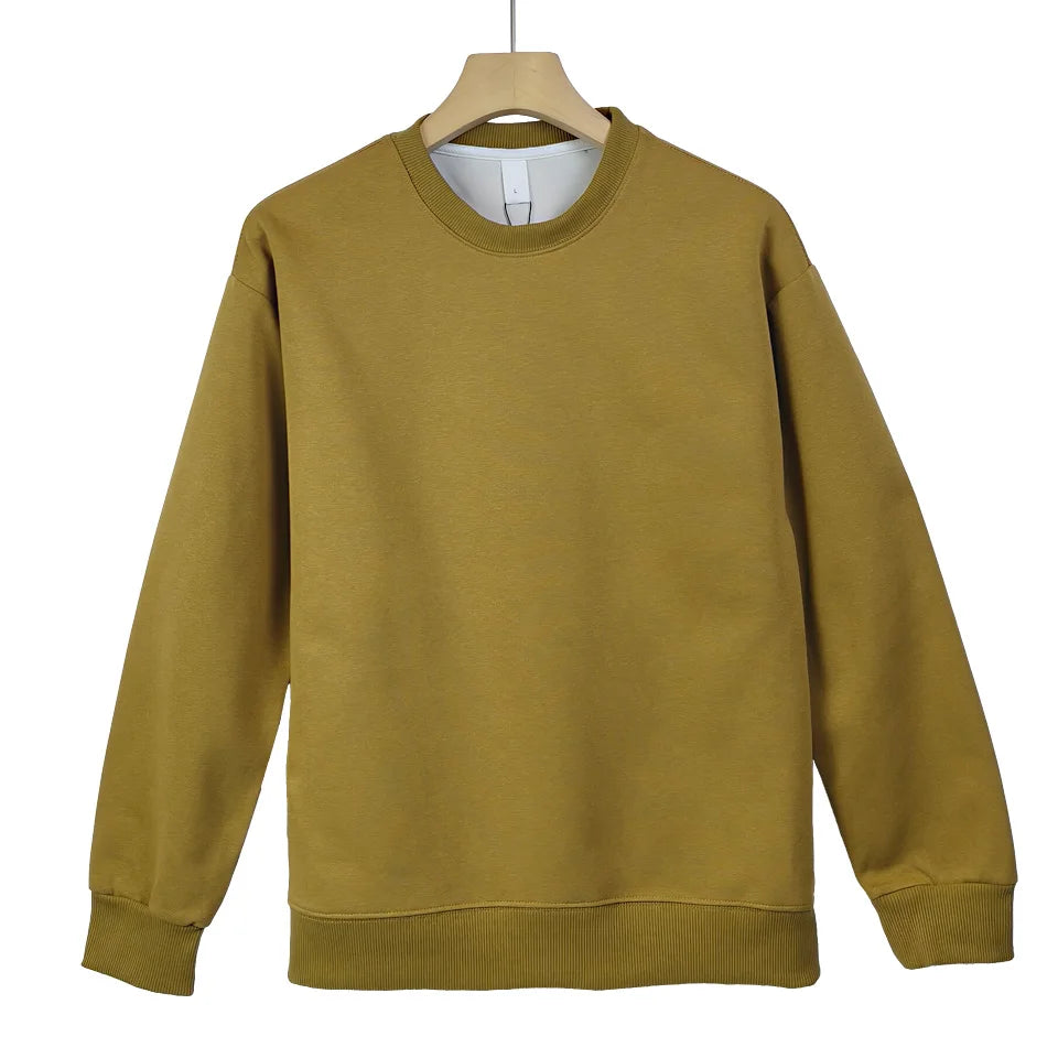 Unisex Heavyweight Genser – Rund Hals, Ensfarget & Løs Passform | Casual & Sporty Stil