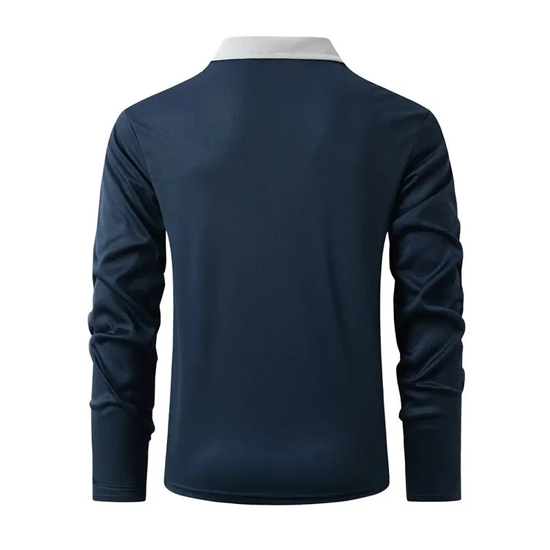 Langermet Polo for Menn – Klassisk Business-Casual Skjorte med Krage (Vår & Høst)