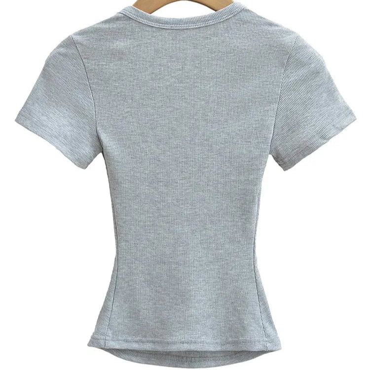 Sommerlig Kvadratisk Hals Crop Top – Kortermet Slim Fit