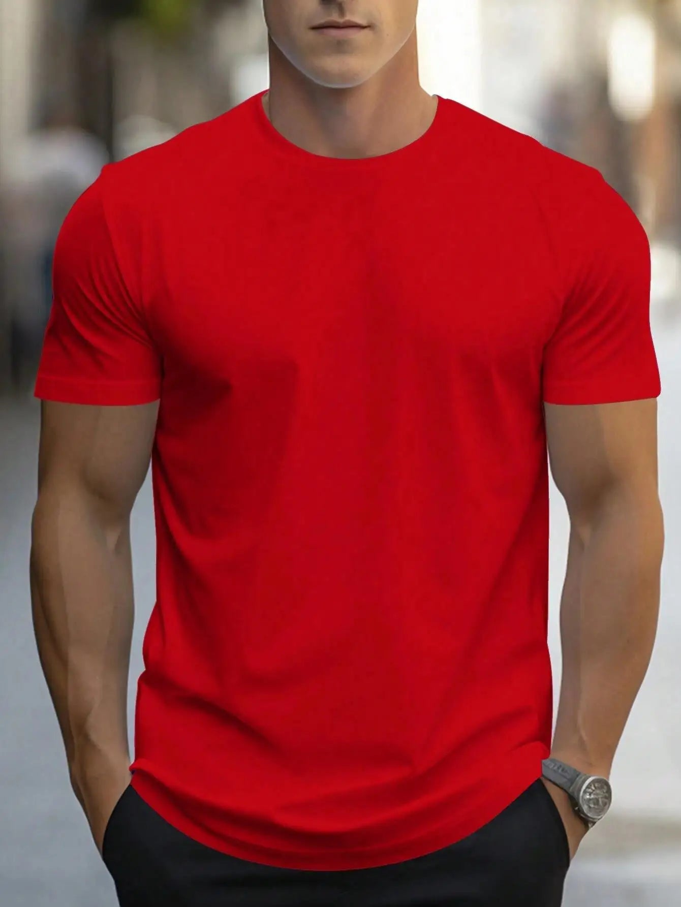 Oversized T-skjorte for Herre – Streetwear i Bomull med Print, Kort Erm og Løs Passform
