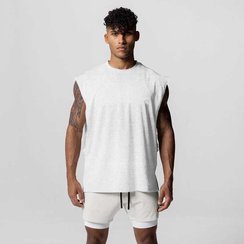 Sommer Singlet med Åpen Side – Mesh Treningstopp uten Ermer for Herre