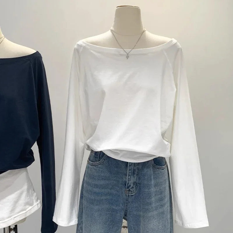 Damegenser med Én Skulder – Bomull, Langermet & Trendy Design | Høst/Vinter