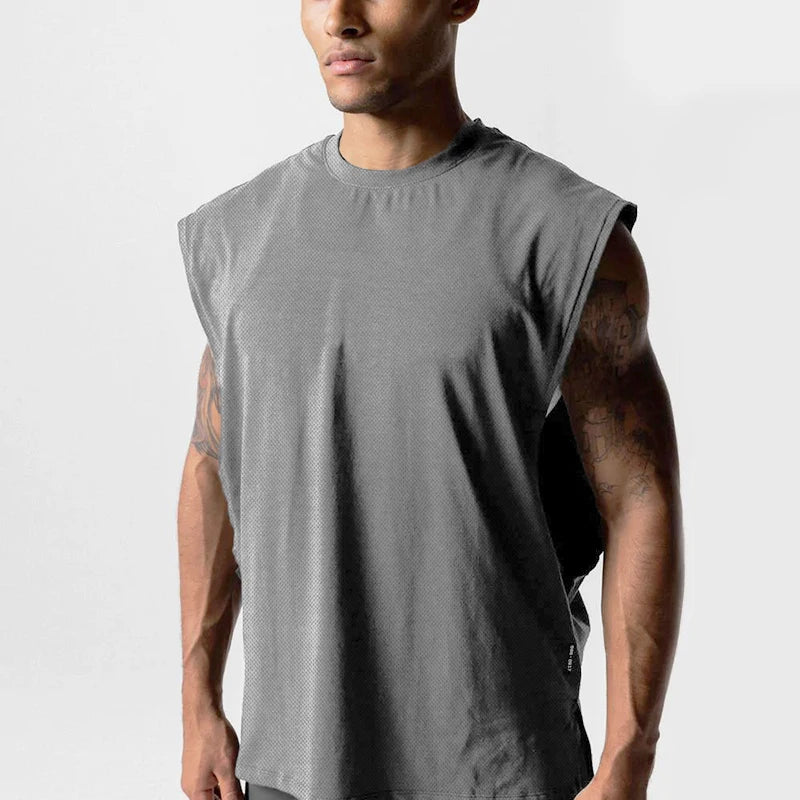 Sommer Singlet med Åpen Side – Mesh Treningstopp uten Ermer for Herre