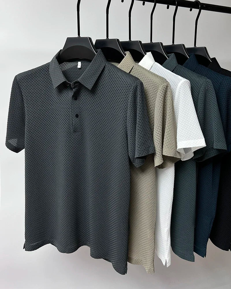 Kortermet Polo T-skjorte for Herre – Sommerlig, Pustende og Business Casual (M–4XL)