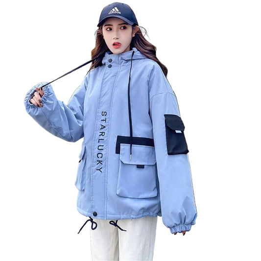 Vintage Streetwear Patchwork Jakke – Harajuku/Kpop Hoodie til Dame