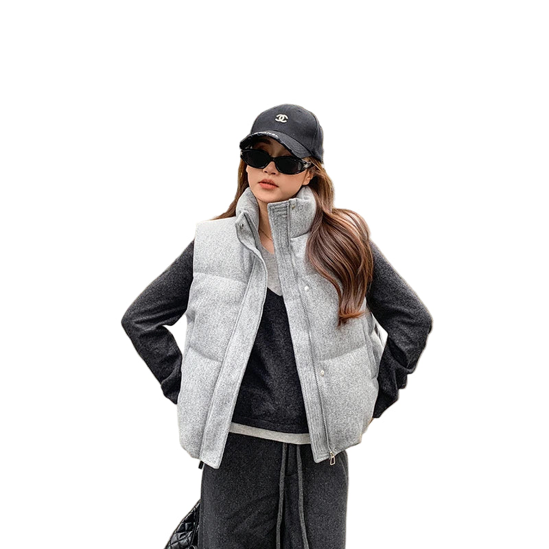 Dame Vest 2025 – Kort Dunjakke i Bomull | Koreansk Fashion, Ermeløs & Trendy Vintervest