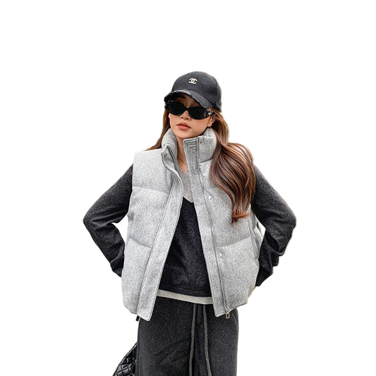 Dame Vest 2025 – Kort Dunjakke i Bomull | Koreansk Fashion, Ermeløs & Trendy Vintervest