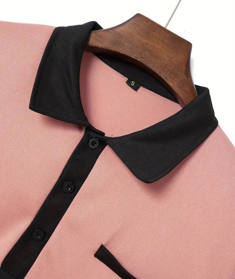 Langermet Polo for Menn – Klassisk Business-Casual Skjorte med Krage (Vår & Høst)