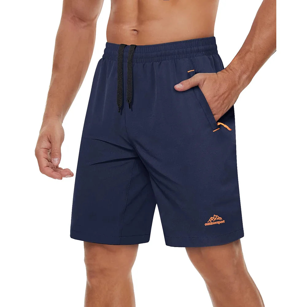 Hurtigtørkende Treningsshorts for Herre – Sommershorts med Glidelåslommer til Løping, Gym og Tur