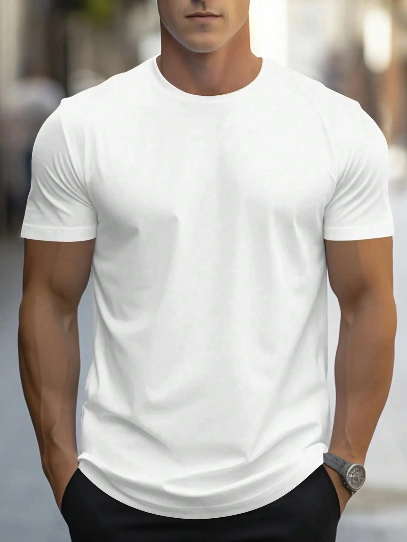 Oversized T-skjorte for Herre – Streetwear i Bomull med Print, Kort Erm og Løs Passform