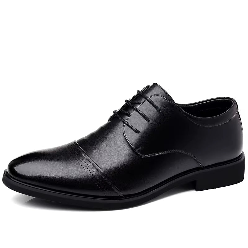 Formelle Herresko i Ekte Skinn med Skjult Hælløft – Øk Høyden Diskré med 6 cm