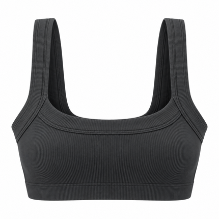 Hvit ribbestrikket tube crop top i bomull