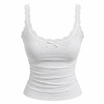 Cropped camisole med blonde og sløyfedetalj