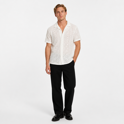 Mesh Skjorte til Herre – Transparent Kortermet Streetwear Sommertopp