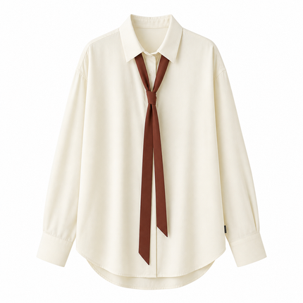 Oversized Bluse til Dame – Knytekrage & Elegant Løs Passform