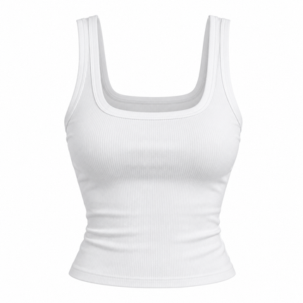 Strikket ermeløs crop top med figurnær passform