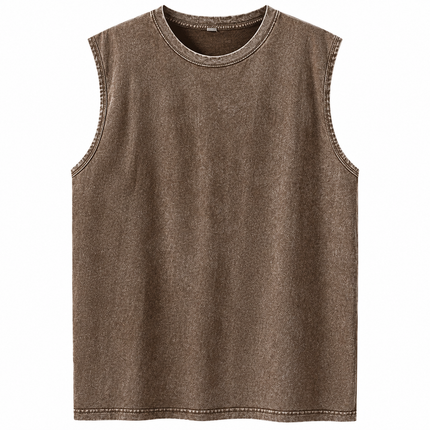 Ermeløs tanktop i vasket bomull med avslappet passform