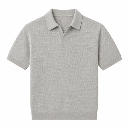 Luksuriøs Strikket Poloskjorte til Herre – Silkemyk Komfort og Elegant Stil