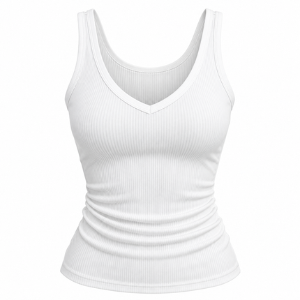 Ermeløs crop top for kvinner med V-hals og smale stropper