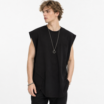 Lang Ermeløs T-skjorte for Herre – Løs Retro Sommertopp i Størrelser XS–5XL