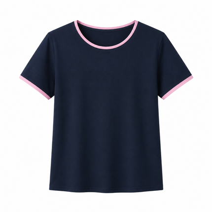 Minimalistisk T-skjorte til Dame – Sommertopp med Contrast Trim
