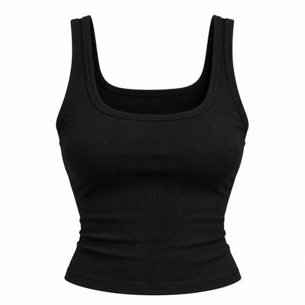 Strikket ermeløs crop top med figurnær passform