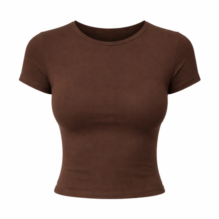 Kort Crop Topp til Dame – Tettsittende T-skjorte i Y2K Stil