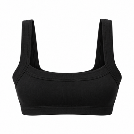 Hvit ribbestrikket tube crop top i bomull