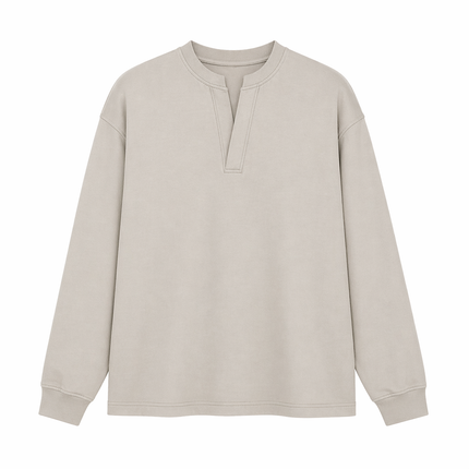 Langermet Henley T-skjorte til Herre – Fake Two-Piece & Japansk Minimalistisk Stil
