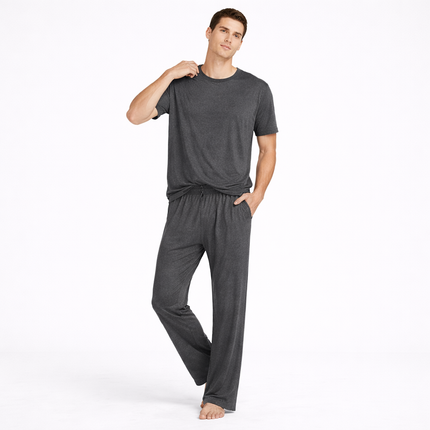 Lett Pysjsett for Menn i Modal – Kortermet Topp og Bukse | Tynt og Komfortabelt Hjemmetøy til Vår og Sommer