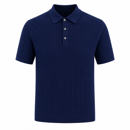 Strikket Slim Fit Polo for Herre med Striper – Kortermet Business Casual
