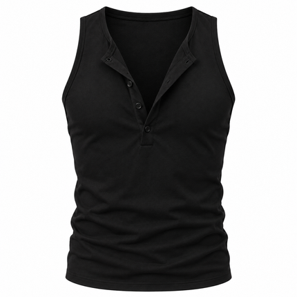 Ribbestrikket Henley-tanktop for menn