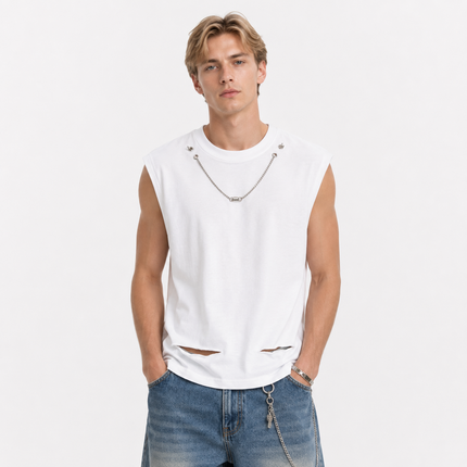 Ermeløs Singlet til Herre | Vintage-Inspirert Tank Topp med Avslappet Passform