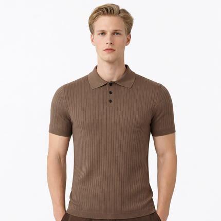Strikket Polo T-skjorte til Herre – Lett, Pustende & Trendy Sommerstil
