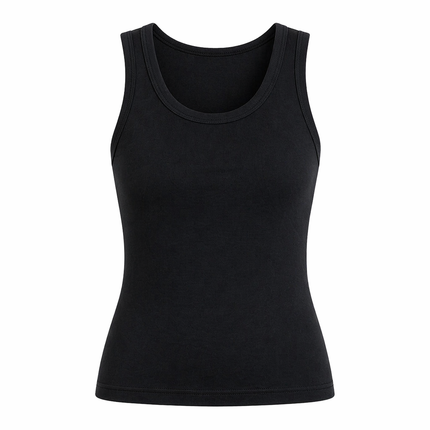 Sort Singlet til Dame – Slim Fit i Myk Bomull
