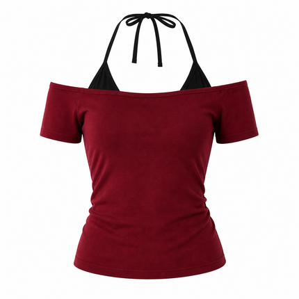 Fake Two-Piece T-skjorte til Dame – Slim Fit & Trendy Sommerstil