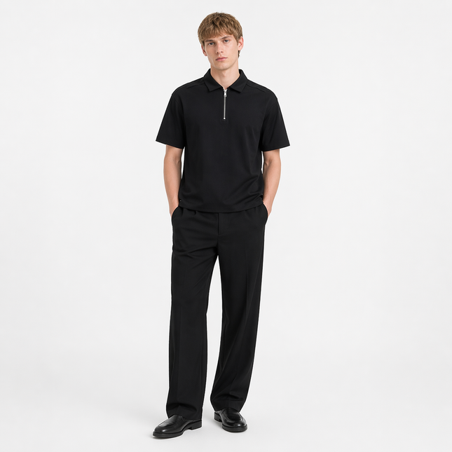 Kraftig Polo T-skjorte til Herre – Half-Zip & 210g Premium Kvalitet