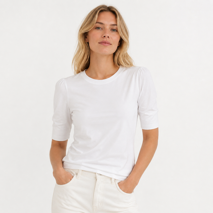 Strikket Silke T-skjorte til Dame – Lett Half Sleeve Sommertopp