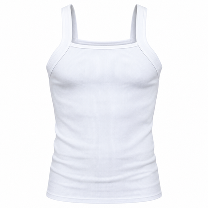 Ribbestrikket tanktop for menn i bomull med firkantet snitt og elastisk passform