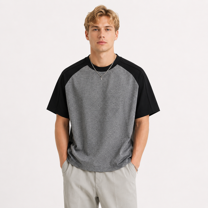 T-skjorte til Herre – Color Block Raglan T-skjorte med Avslappet Passform