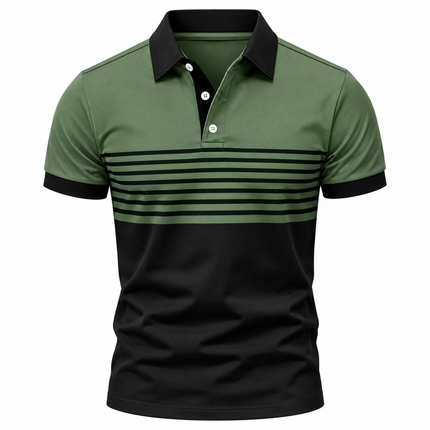 Stripet poloskjorte for menn med moderne print