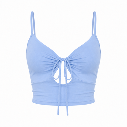 Plissert Crop Top til Dame – Sommertopp med Knytedetaljer og Feminin Passform